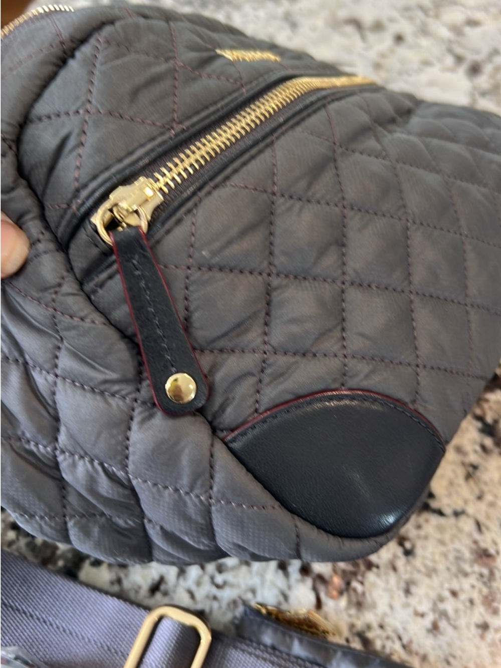 MZ Wallace Quilted Crossbody Bag in Charcoal with Gold Hardware - Picture 3 of 11